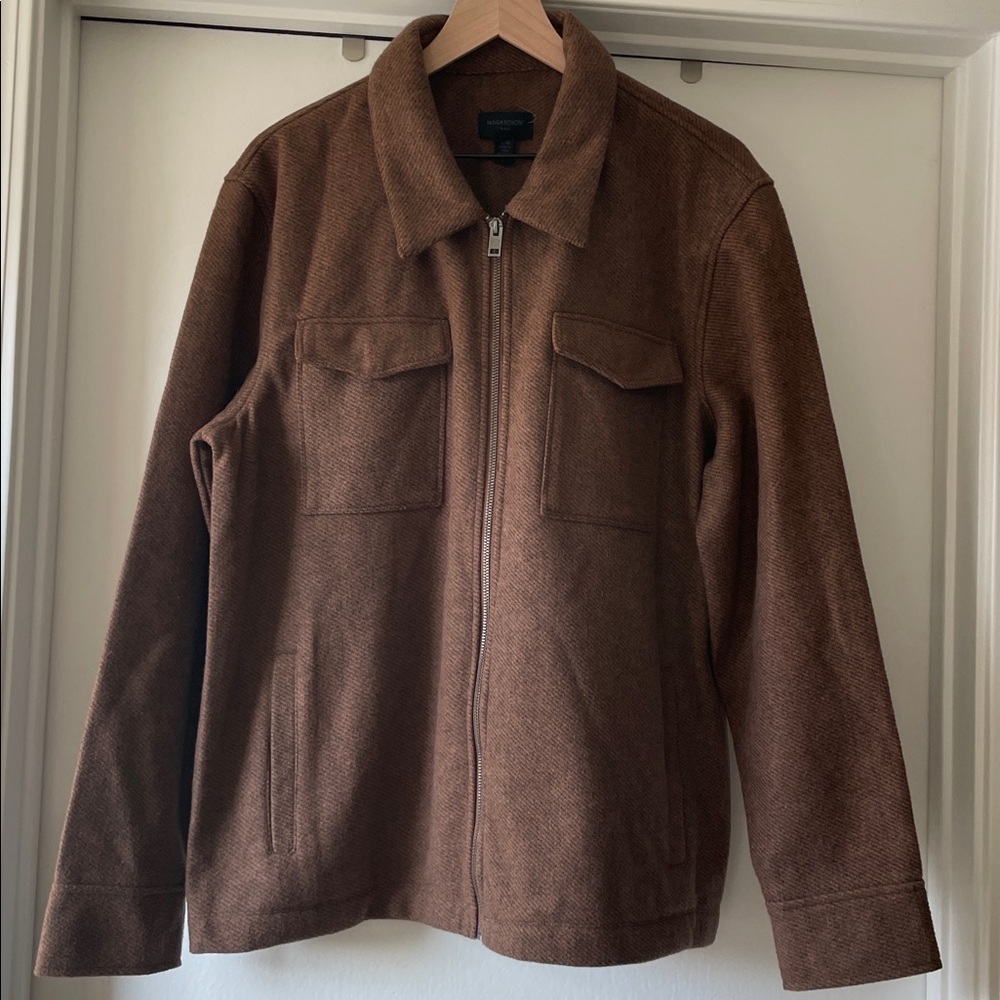 Magaschoni Men's Chocolate Brown Shirt Jacket